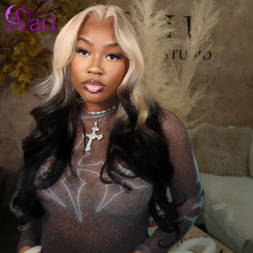 613 Blonde Body Wave Lace Front Wig - Peruca de Cabelo Humano Ondulado Ombré
