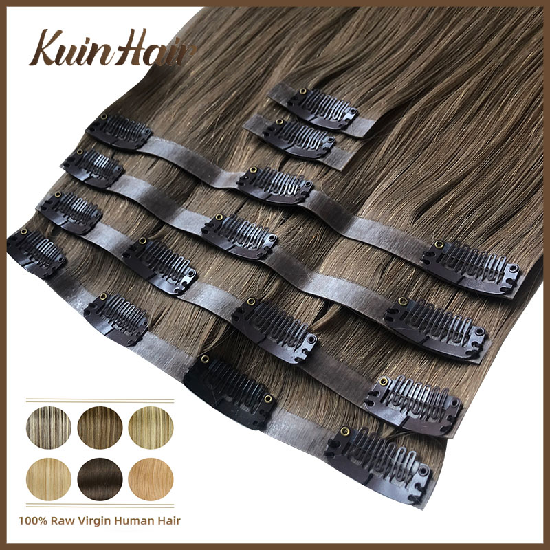 Seamless Clip In Hair Extensions Human Hair - Grampo reto invisível do plutônio em