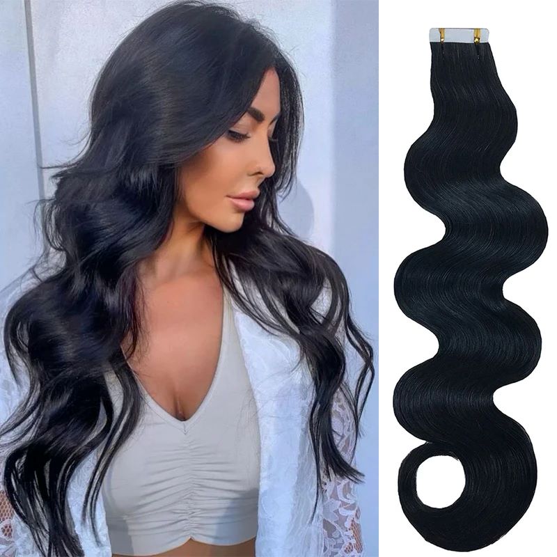 Invisible Tape In Extensions Real Hair - Fita longa ondulada para extensão de