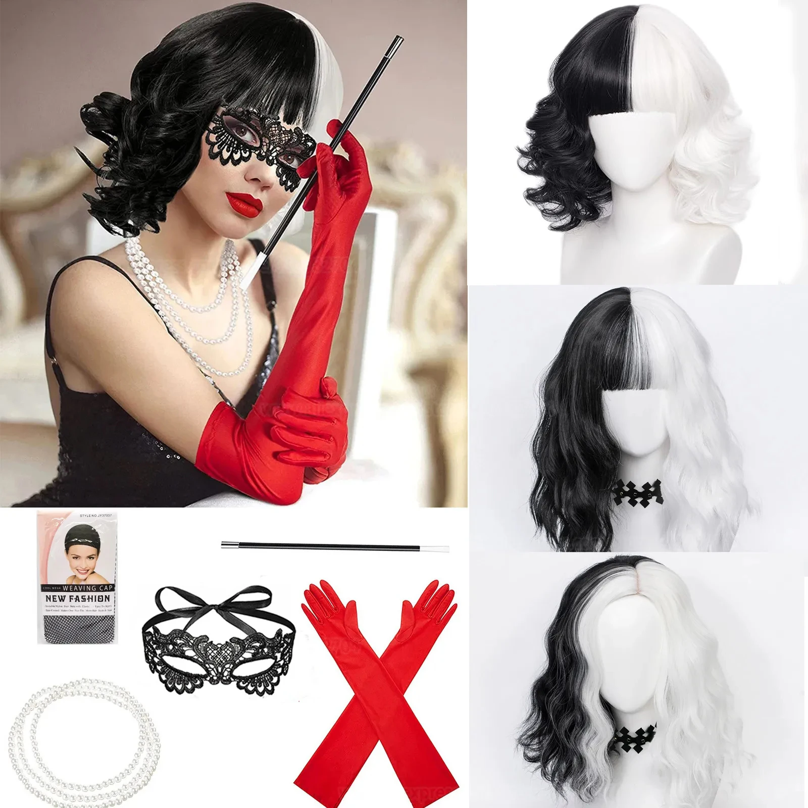 Synthetic Braided Wigs For Black Women - Peruca de Cosplay Cruella de Vil