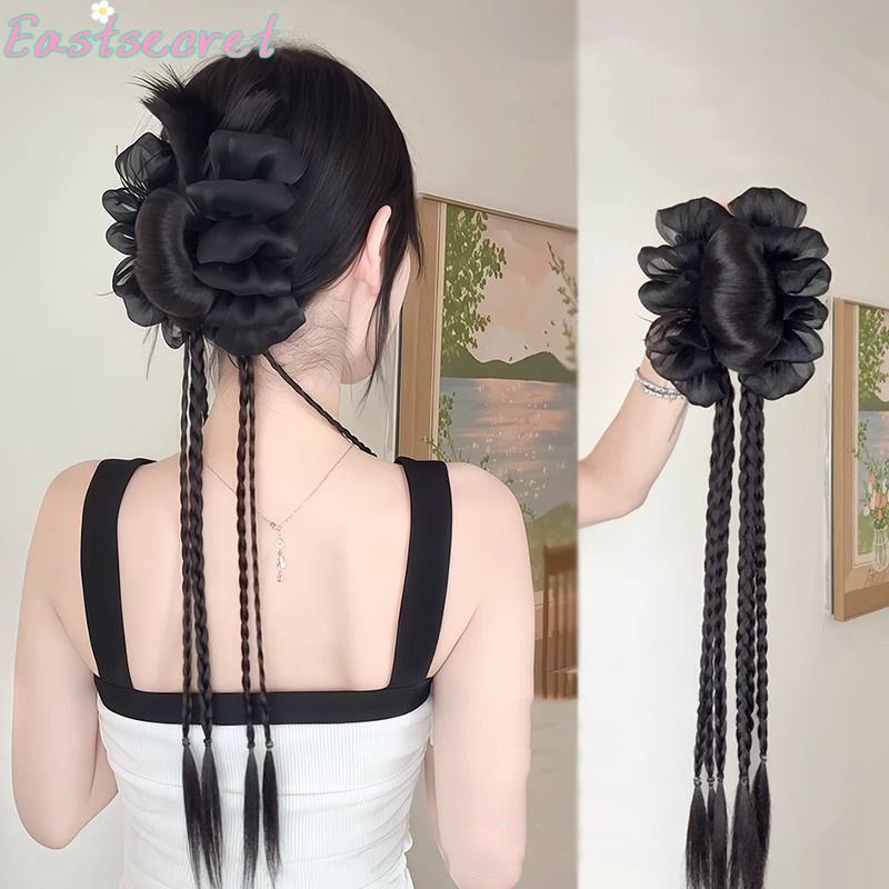 Claw Clip Messy Bun Hair Piece - Presilha de cabelo com laço preto,