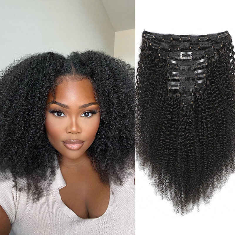 Seamless Clip In Hair Extensions Human Hair - Grampo de cabelo humano afro em