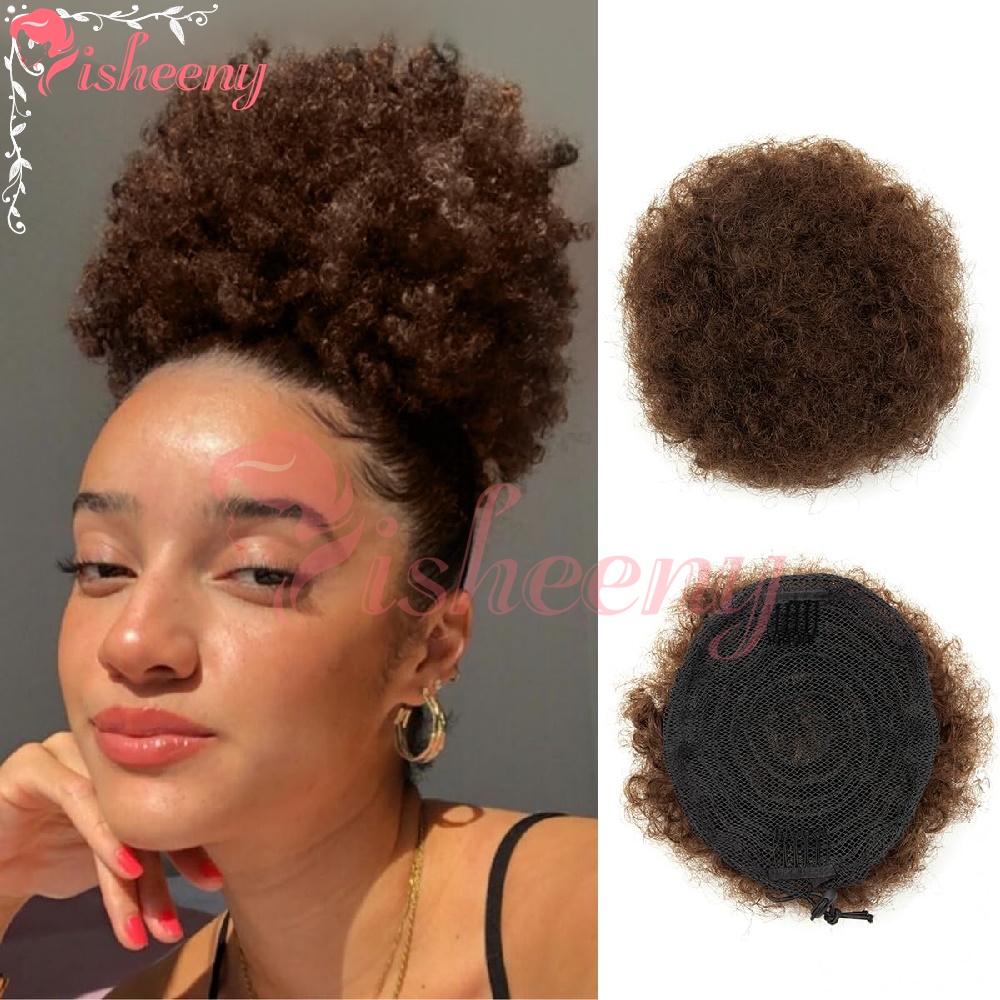 Drawstring Afro Curly Puff Ponytail - Isheeny Coque Afro Cacheado Kinky com