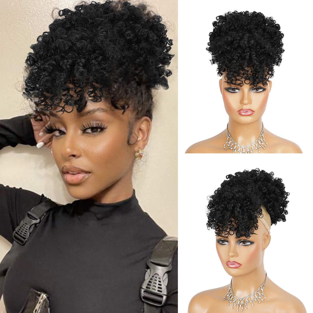Drawstring Afro Curly Puff Ponytail - Rabo de cavalo afro puff com