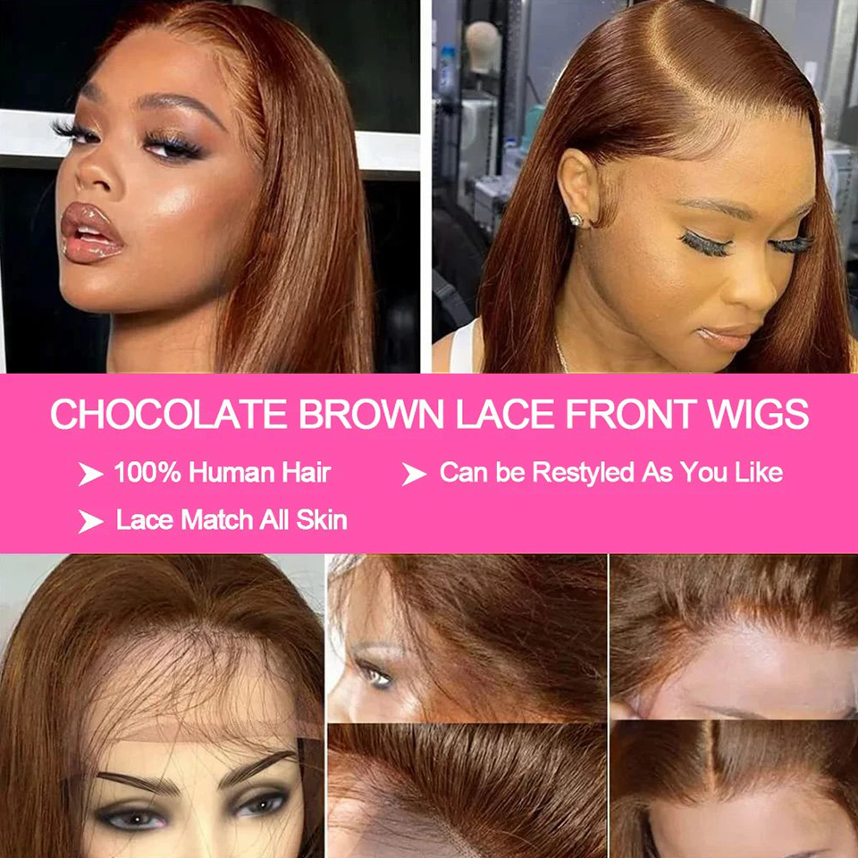 13x4 chocolate marrom em linha - Glueless Wear And Go Human Hair Wig avaliação e preço