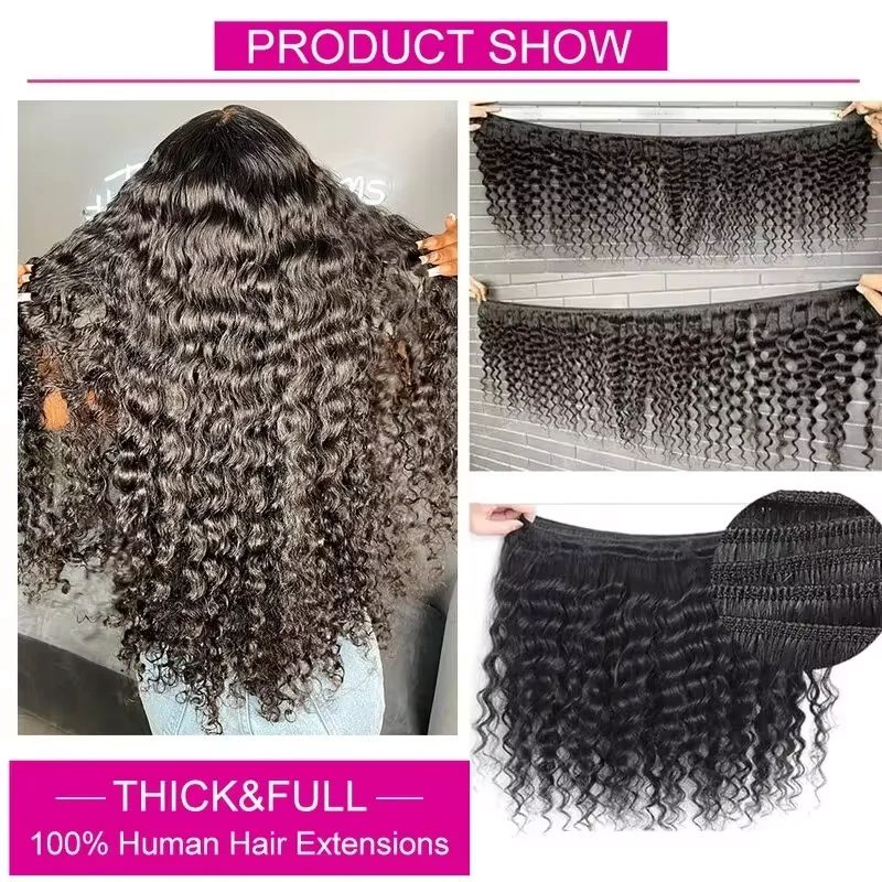 Pacotes de Cabelo Humano Ondul - Deep Wave 3 Bundles With Closure avaliação e preço