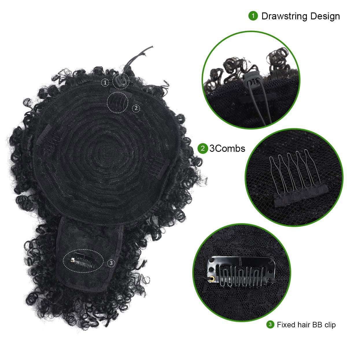 Afro Puff Curly Ponytail Exten - Drawstring Afro Curly Puff Ponytail avaliação e preço