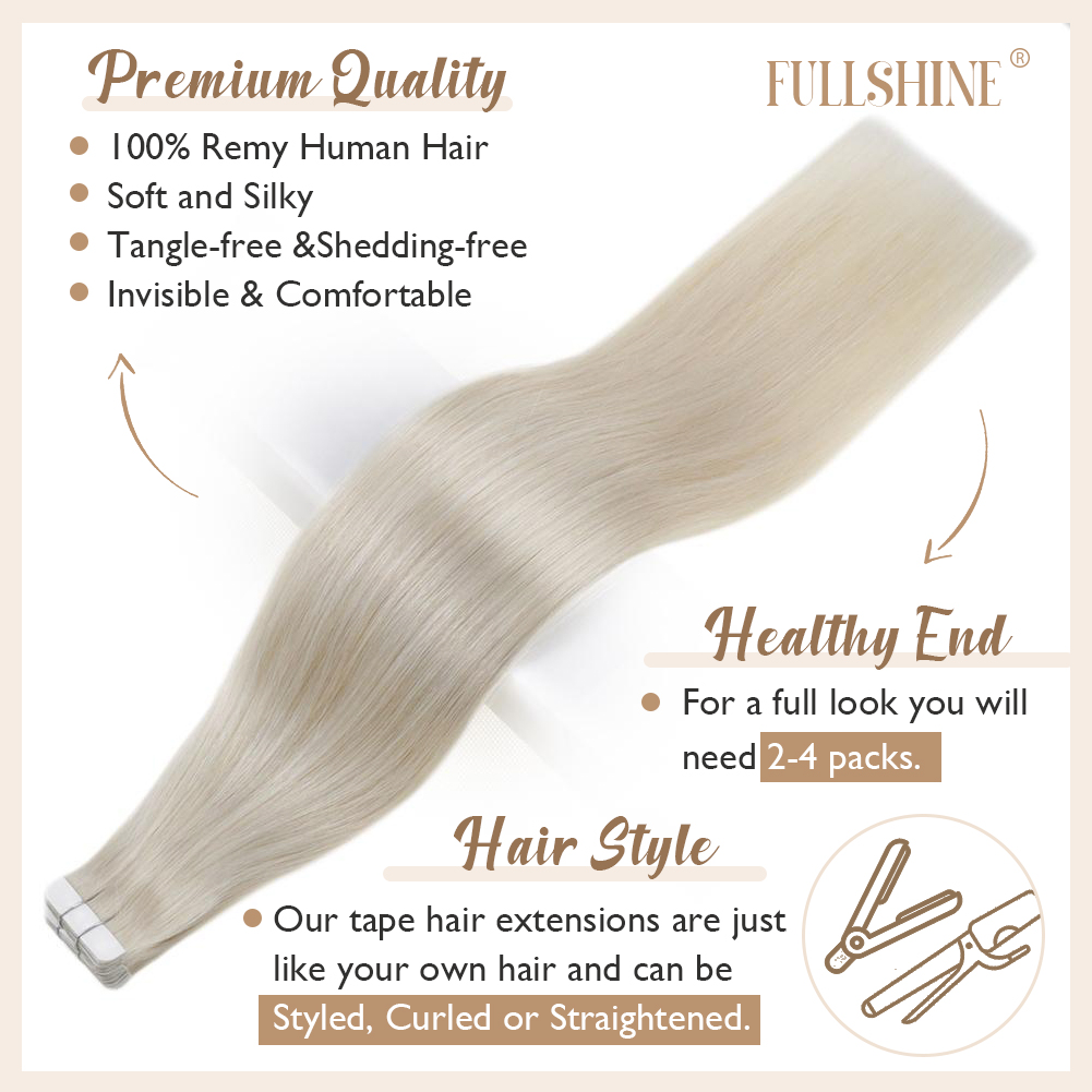 Fita de brilho completo em ext - Invisible Tape In Extensions Real Hair avaliação e preço
