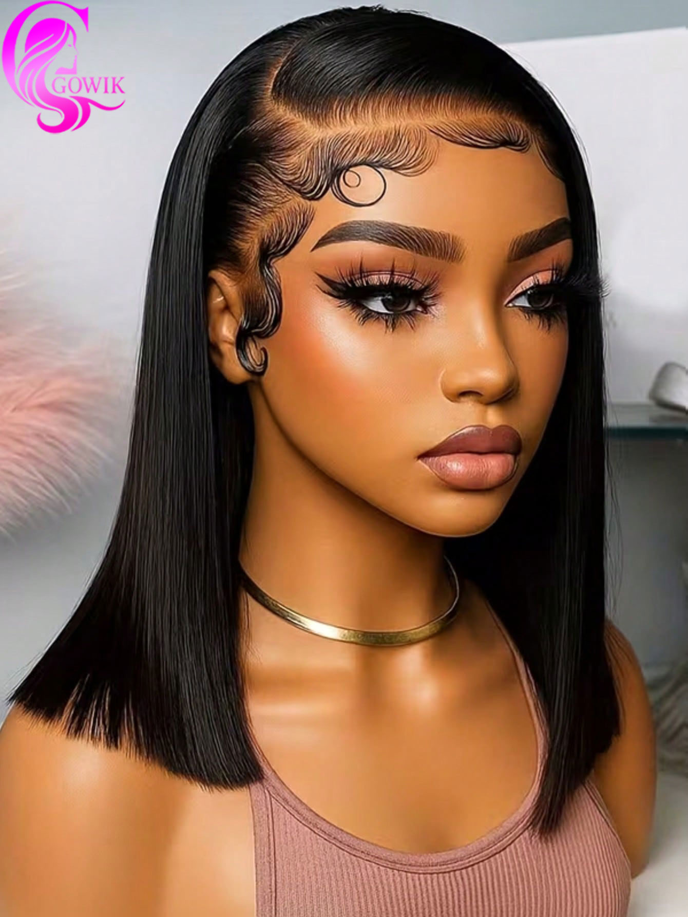 Perucas Gowik de Cabelo Humano - Pre Parted 13X4 Lace Front Bob Wig avaliação e preço