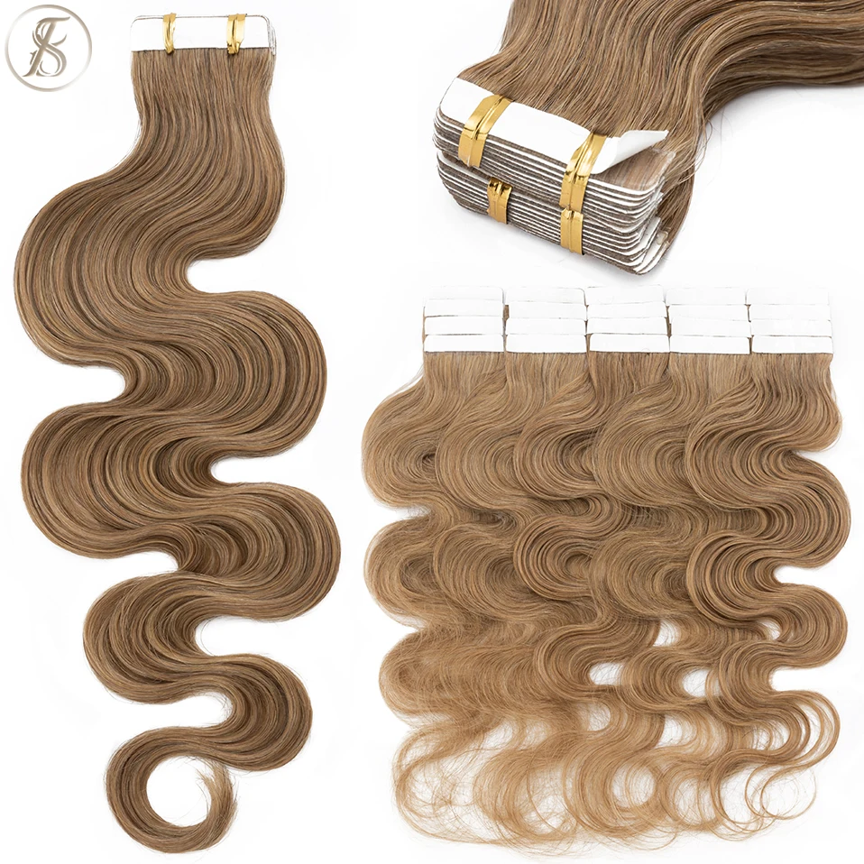 Tess 20 pçs fita ondulada em e - Invisible Tape In Extensions Real Hair avaliação e preço