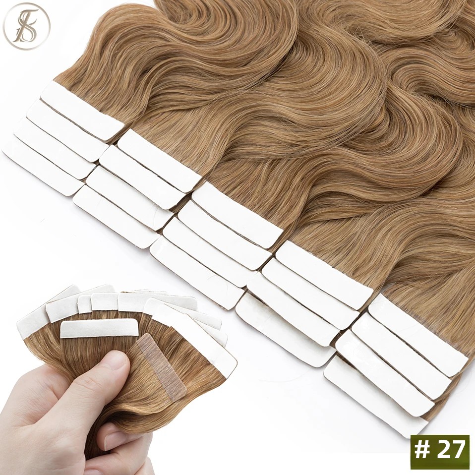 Tess 20 pçs fita ondulada em e - Invisible Tape In Extensions Real Hair avaliação e preço