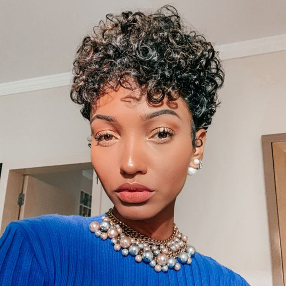 Peruca curta de corte pixie en - Short Pixie Cut Wig Human Hair Cheap avaliação e preço