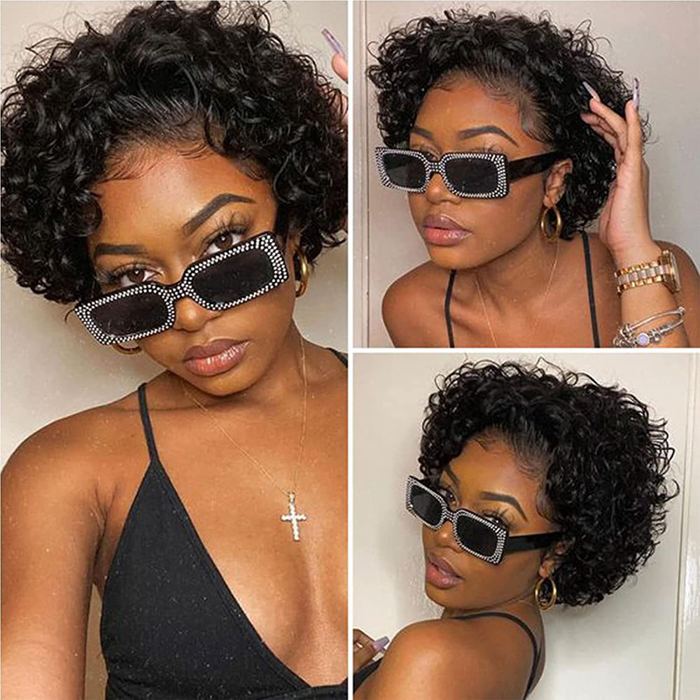 Peruca curta de corte pixie en - Short Pixie Cut Wig Human Hair Cheap avaliação e preço