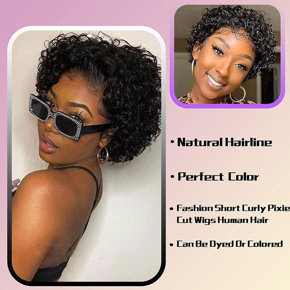 Peruca curta de corte pixie en - Short Pixie Cut Wig Human Hair Cheap avaliação e preço