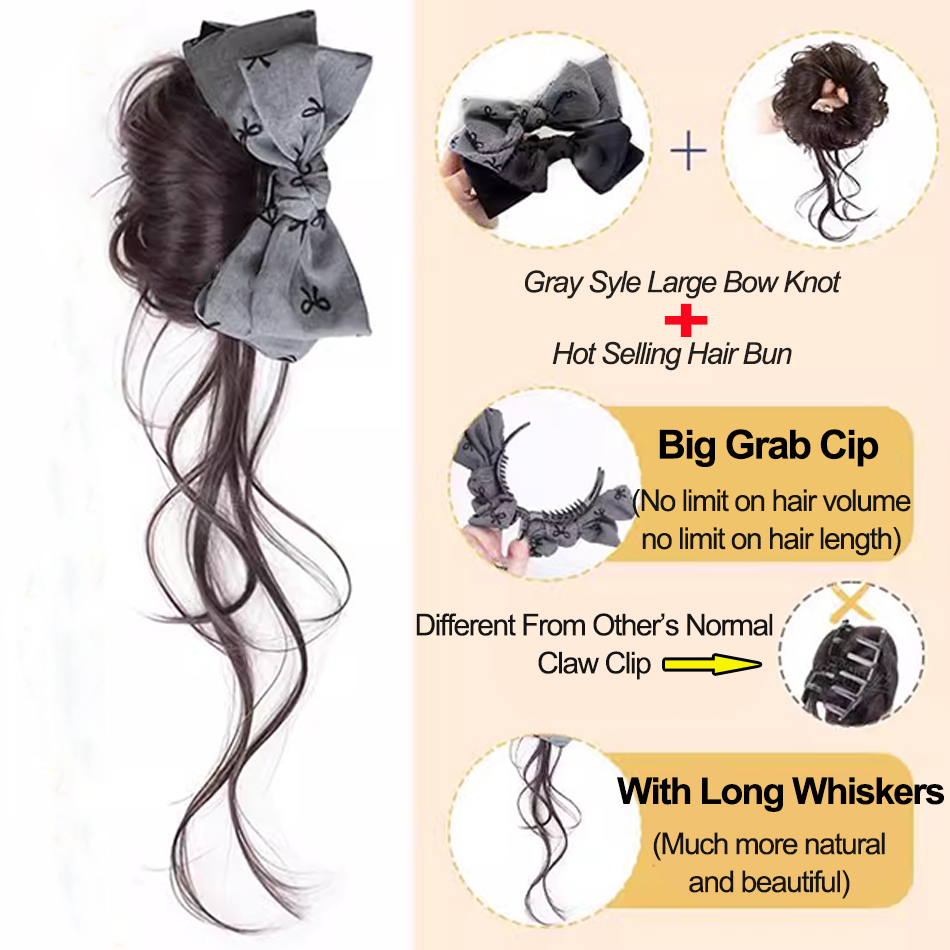 Extensão de cabelo sintético,  - Claw Clip Messy Bun Hair Piece avaliação e preço