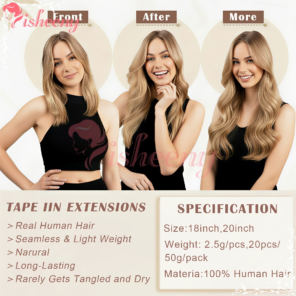 Extensões de cabelo Isheeny, a - Invisible Tape In Extensions Real Hair avaliação e preço