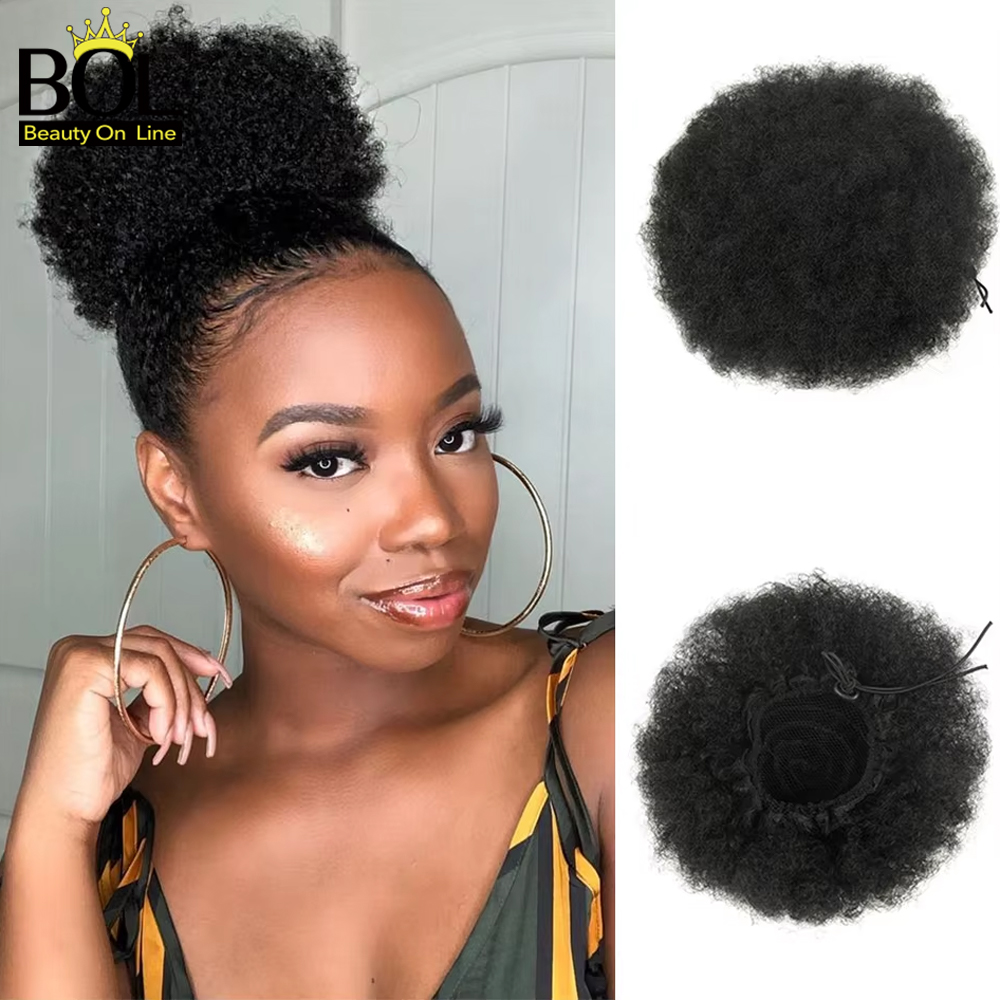 Extensão de Rabo de Cavalo Afr - Drawstring Afro Curly Puff Ponytail avaliação e preço