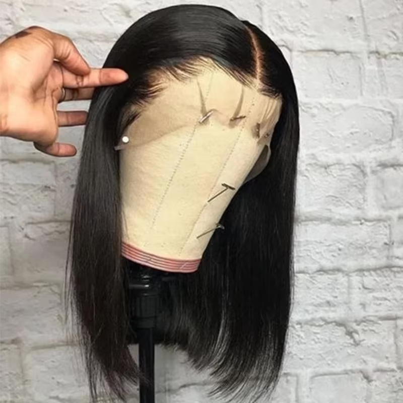 Peruca Curta Lisa de Cabelo Hu - Pre Parted 13X4 Lace Front Bob Wig avaliação e preço