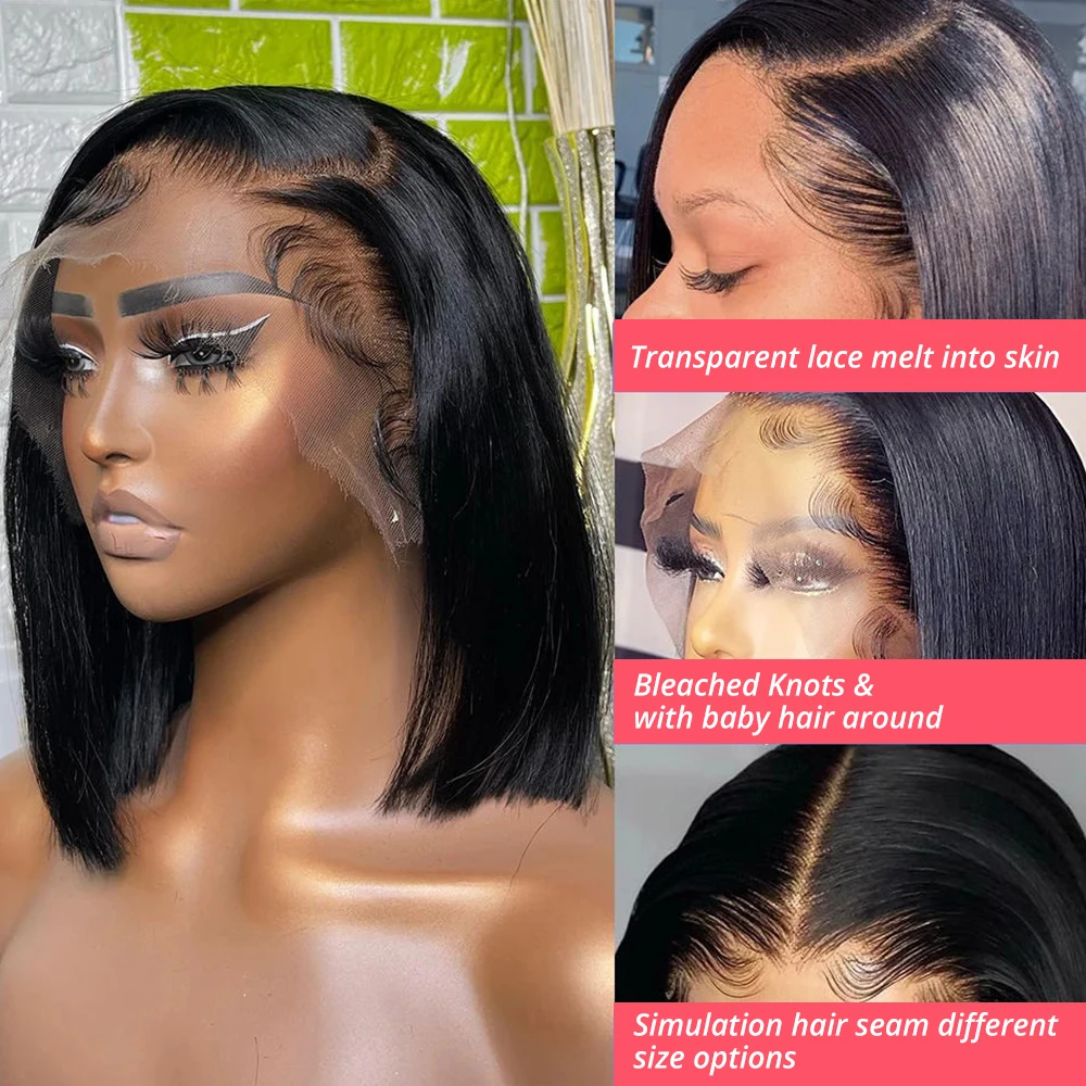Perucas Bob Curtas Lisas de 8- - Glueless Wear And Go Human Hair Wig avaliação e preço