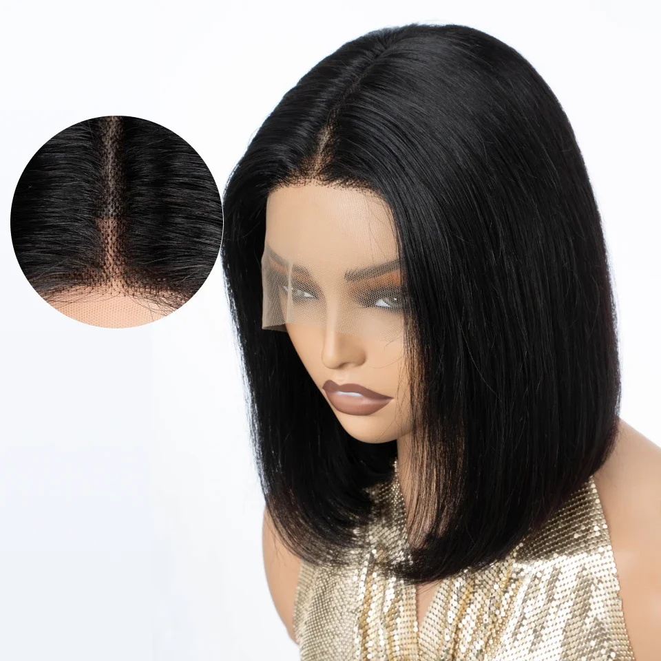 Reta curto bob perucas de cabe - Glueless Wear And Go Human Hair Wig avaliação e preço