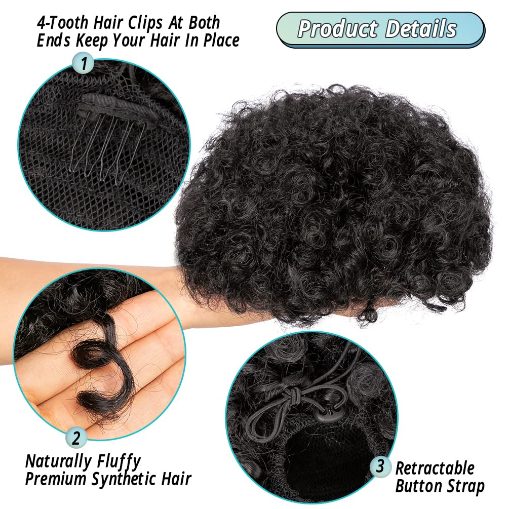6 Polegada afro puff cordão ra - Drawstring Afro Curly Puff Ponytail avaliação e preço