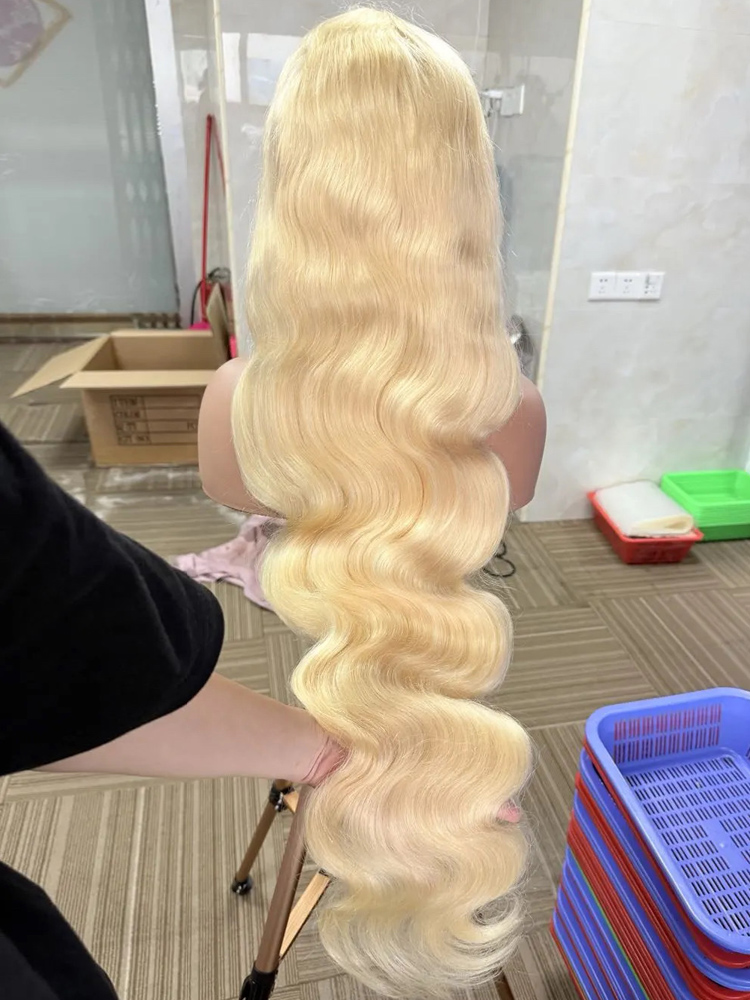 Perucas de Cabelo Humano Cor L - 613 Blonde Body Wave Lace Front Wig avaliação e preço