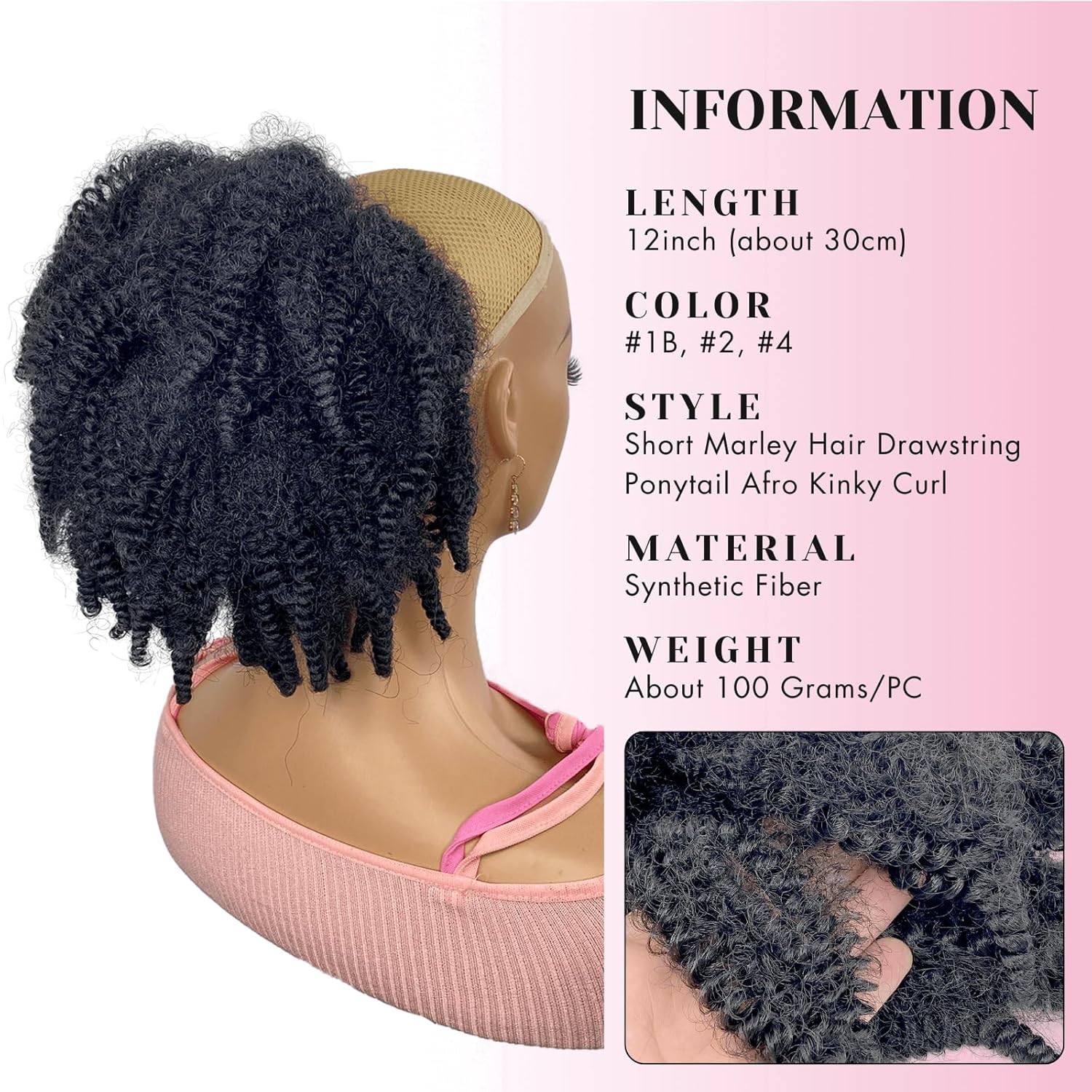 Ponytail Curto de Cabelo Marle - Drawstring Afro Curly Puff Ponytail avaliação e preço