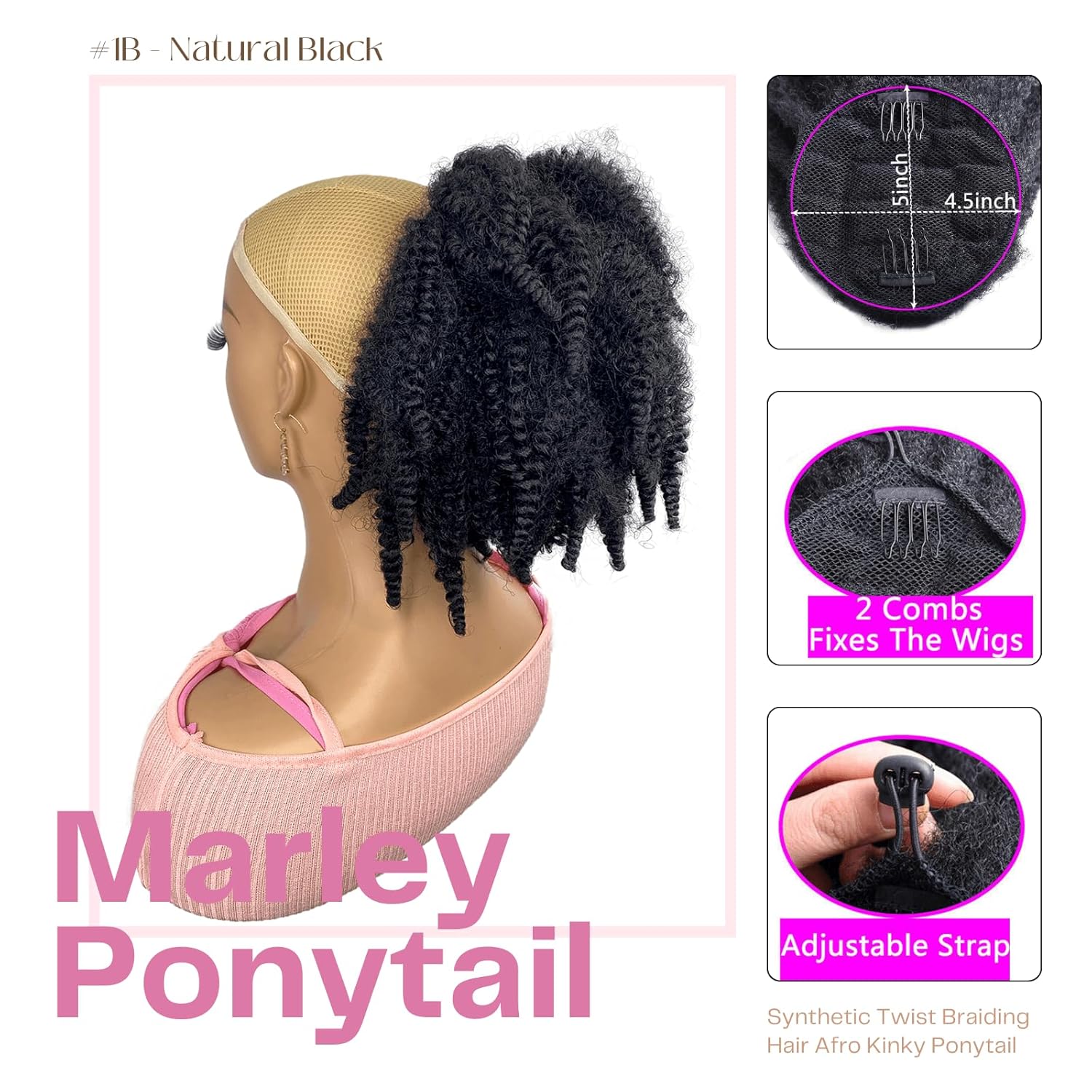 Ponytail Curto de Cabelo Marle - Drawstring Afro Curly Puff Ponytail avaliação e preço