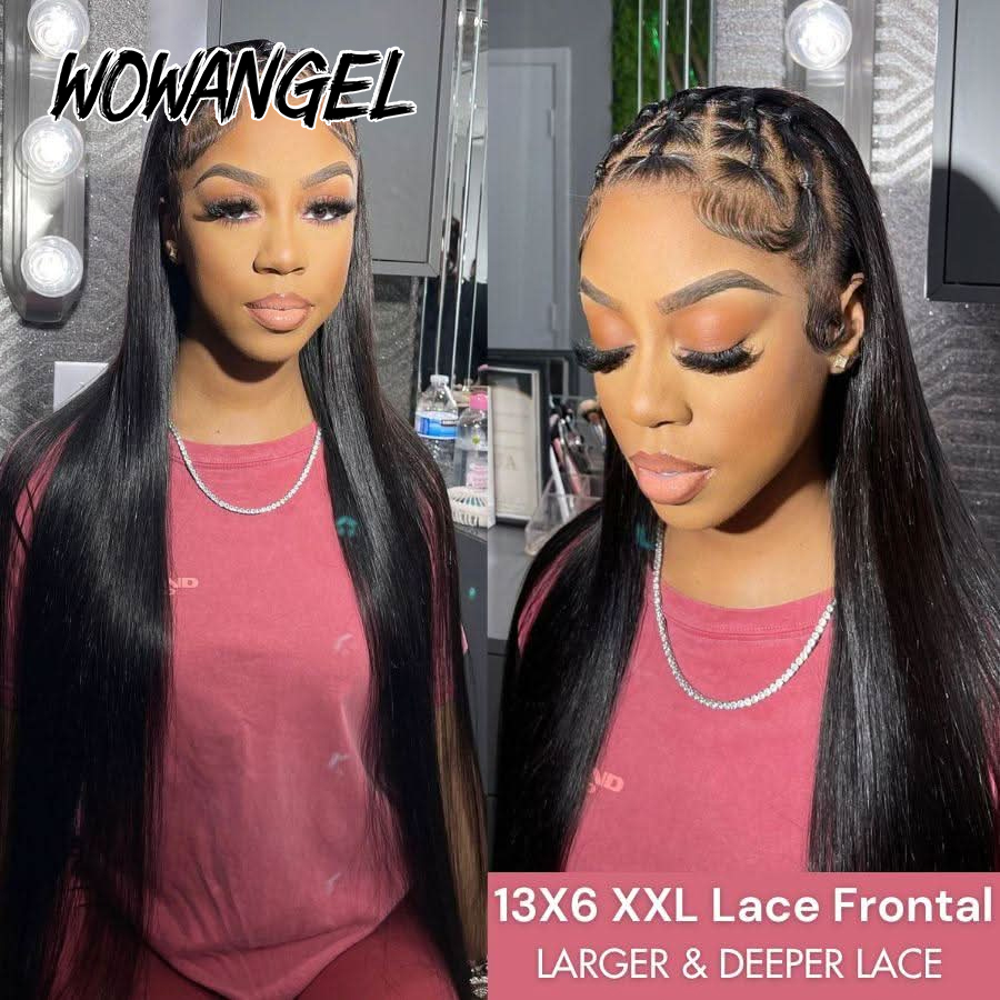 WOWANGEL Perucas Frontais Lisa - Hd Lace Frontal Wig Human Hair Pre Plucked avaliação e preço