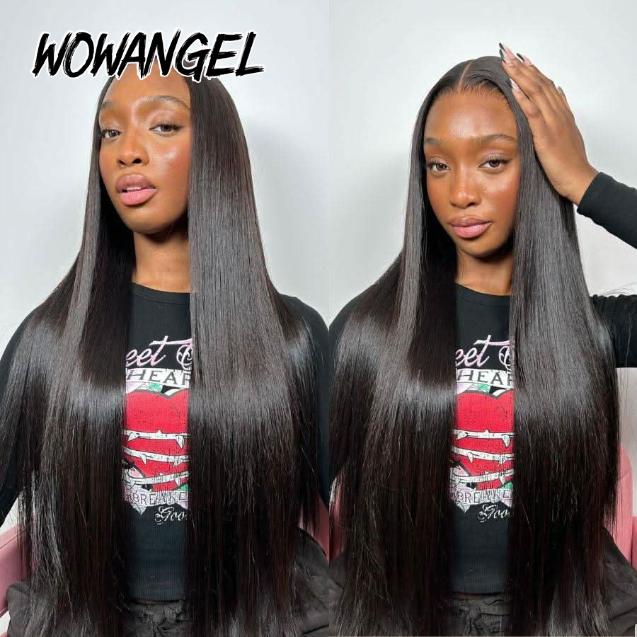 WOWANGEL Perucas Frontais Lisa - Hd Lace Frontal Wig Human Hair Pre Plucked avaliação e preço