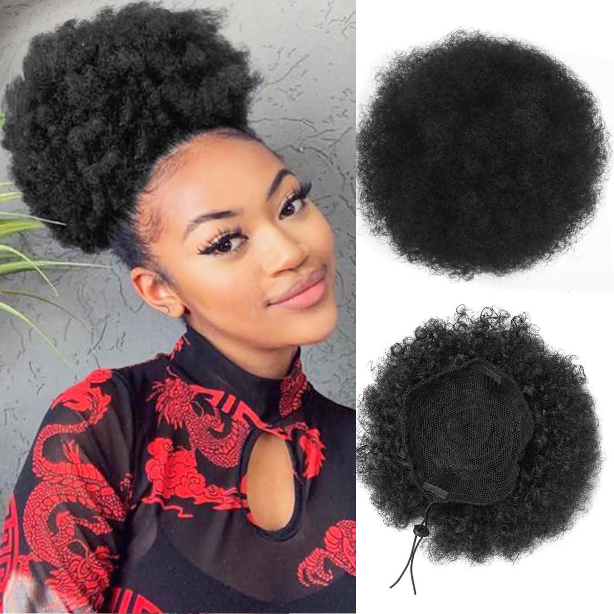 Afro puff cordão rabo de caval - Drawstring Afro Curly Puff Ponytail avaliação e preço
