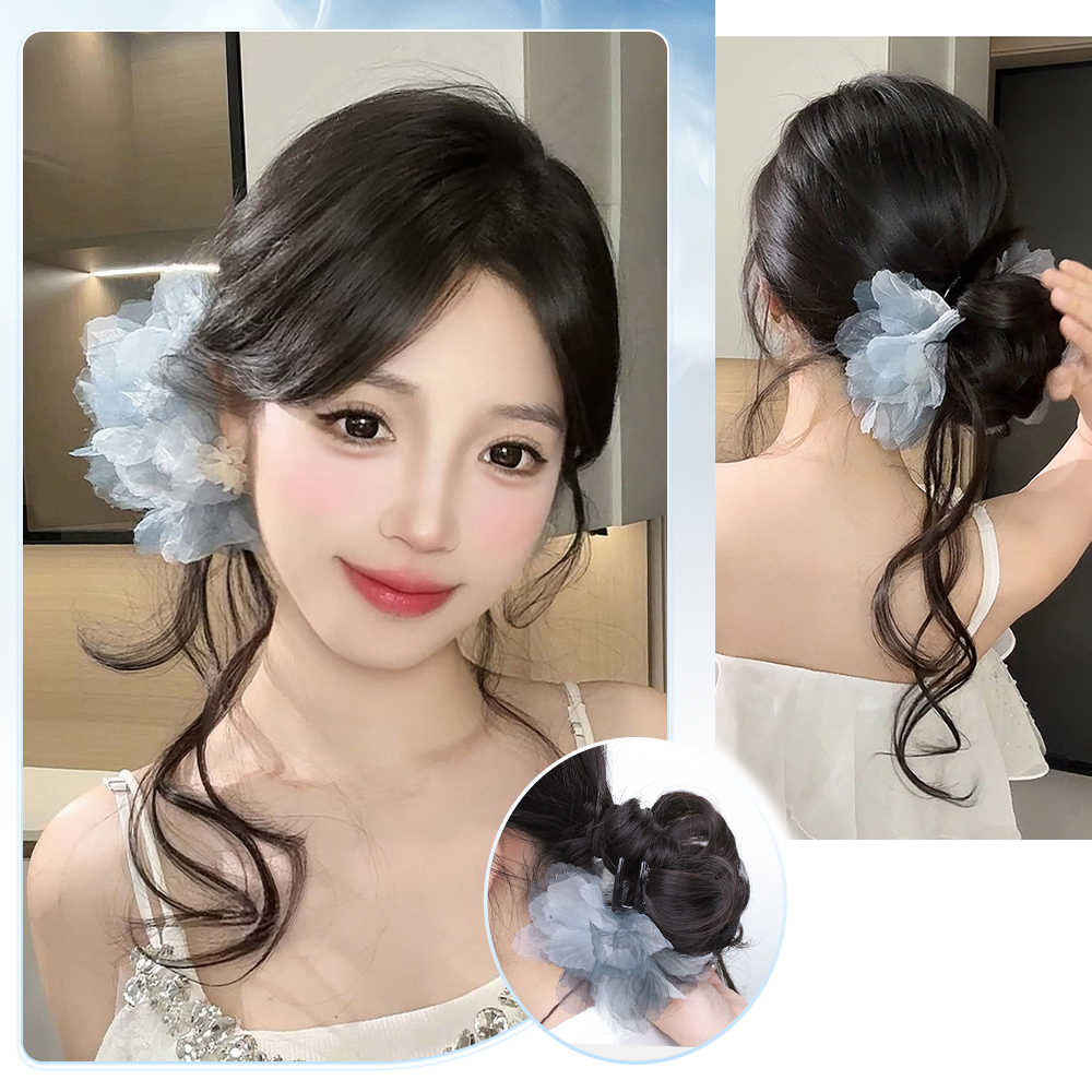 Coque Sintético Curto Ondulado - Claw Clip Messy Bun Hair Piece avaliação e preço