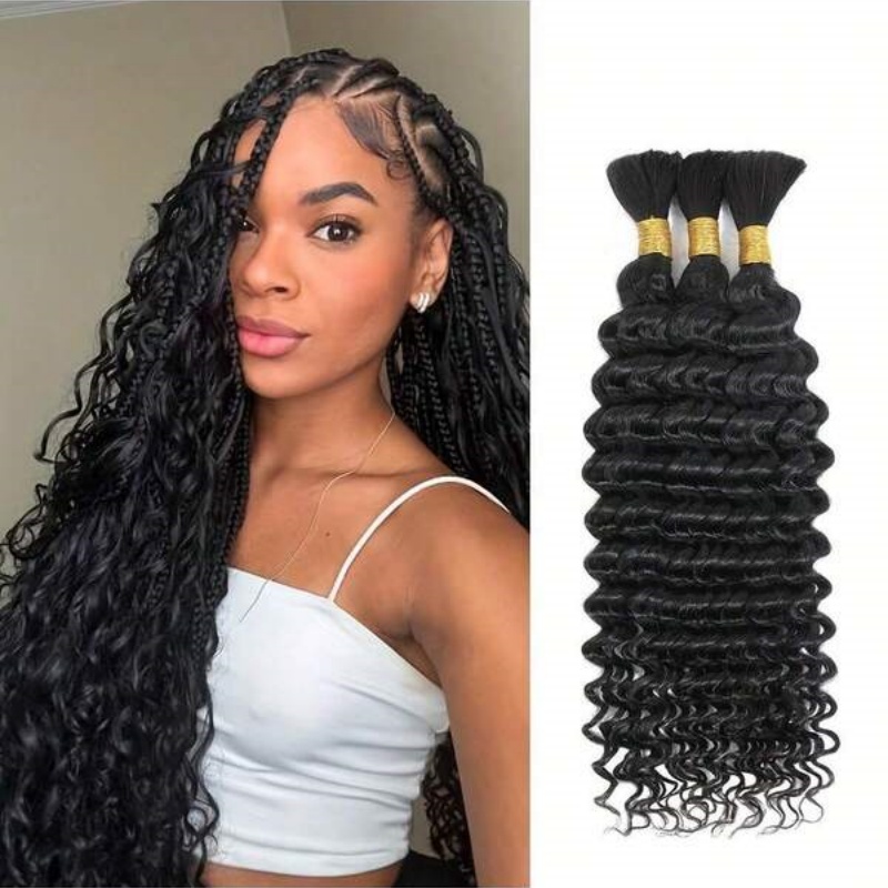 2 pacotes de onda de água em m - Water Wave Bulk Human Hair For Braiding avaliação e preço