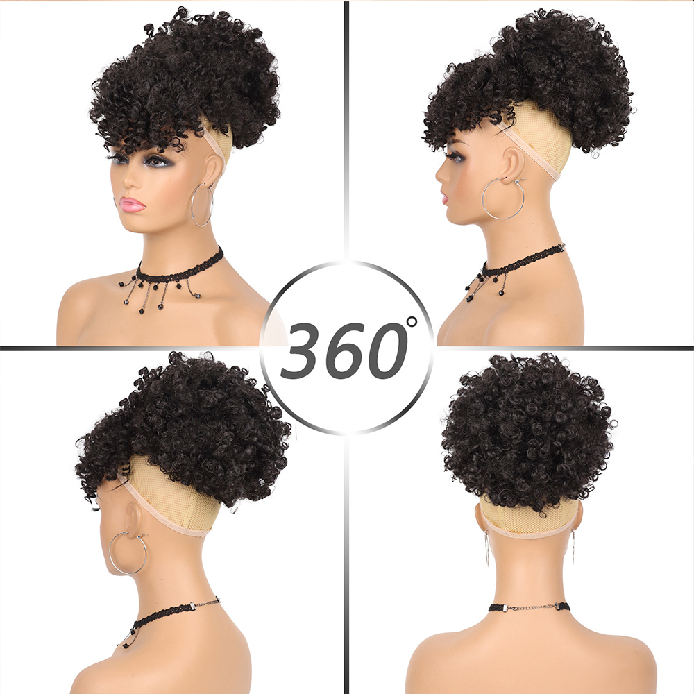 Rabo de cavalo afro puff com c - Drawstring Afro Curly Puff Ponytail avaliação e preço
